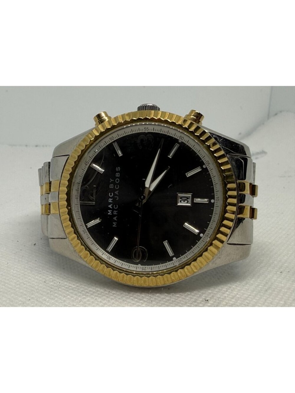 Marc by Marc Jacobs Men Two-Tone Gold Fluted Bezel Black Dial Watch